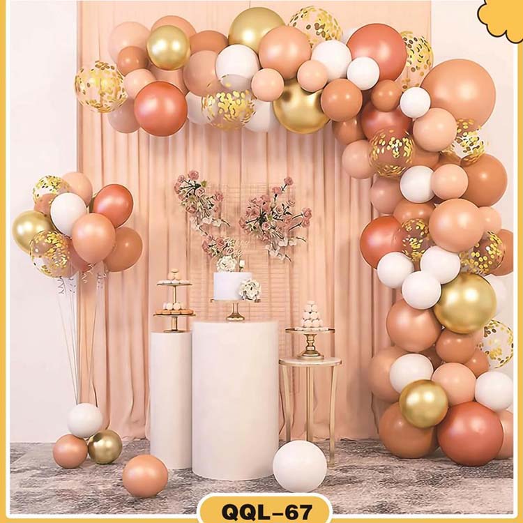 Cheap Price Retro Orange Custom Balloon Arch Kit with Confetti Balloon QQL-67