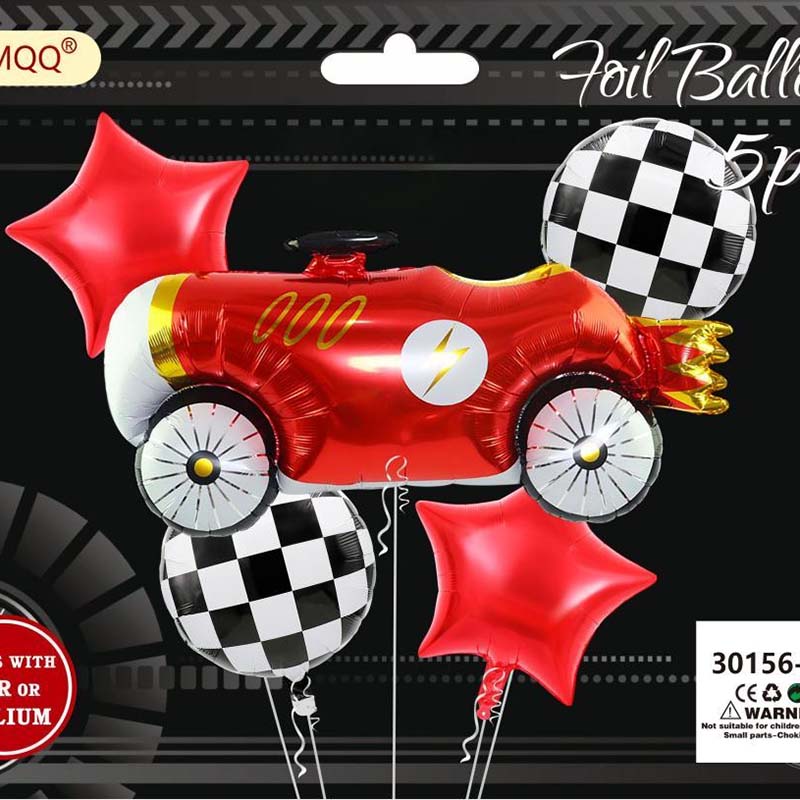 China Factory Cheap Birthday Party Kits with Red Car Shaped Foil Balloon for Boy Birthday Dacoration